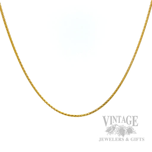 20" Wheat 14k Gold Chain Necklace Front View