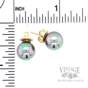 Tahitian Pearl 14k Gold Earrings Scale View