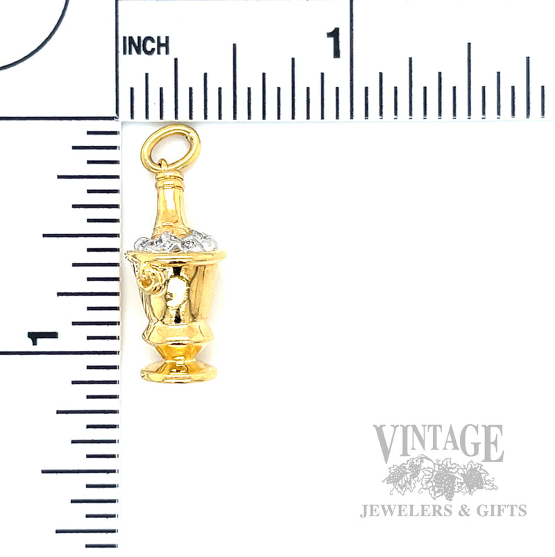 Vintage Tiffany & Co. Champagne On Ice Diamond Accented 18k Gold Pendant Scale View