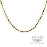 30" 1.2 mm Rope Chain 14k Gold Necklace Front View