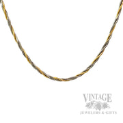 18" 1.8 mm Twisted Snake Two Tone 14k Gold Chain Necklace Front View