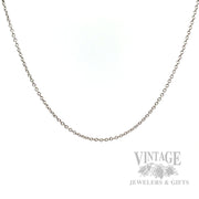 18" 1 mm Cable Chain 14k White Gold Necklace Front View