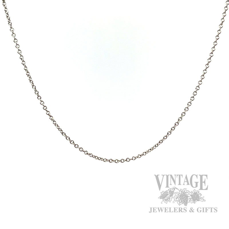 18" 1 mm Cable Chain 14k White Gold Necklace Front View
