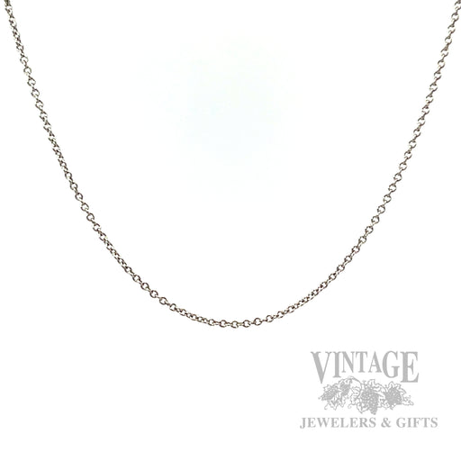 18" 1 mm Cable Chain 14k White Gold Necklace Front View