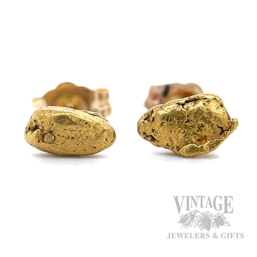 4.5 mm Natural Gold Nugget Earrings Front View
