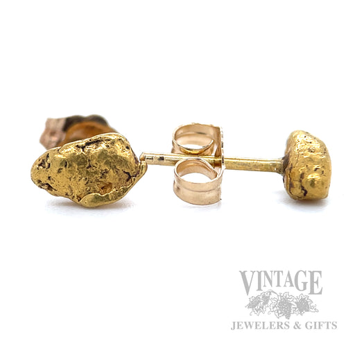 4.5 mm Natural Gold Nugget Earrings Side View