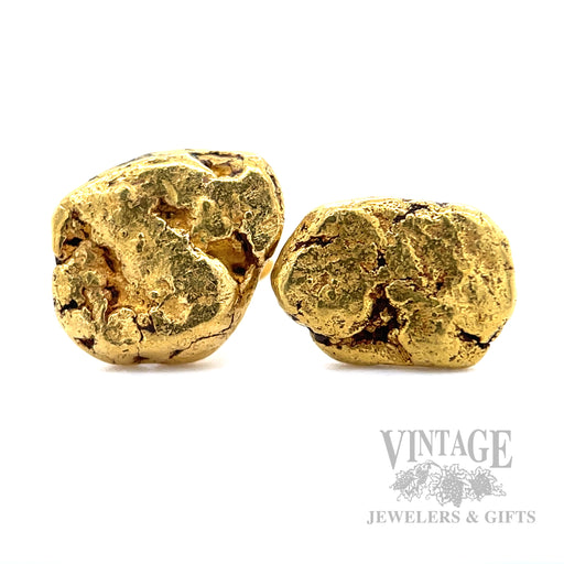 8.0 mm Natural Gold Nugget Earrings Front View