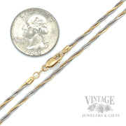 18" 1.8 mm Twisted Snake Two Tone 14k Gold Chain Necklace Scale View