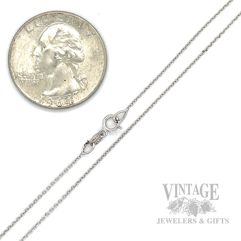 18" 1 mm Cable Chain 14k White Gold Necklace Scale View
