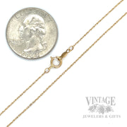 18" .8 mm Loose Rope 14k Gold Chain Necklace Scale View