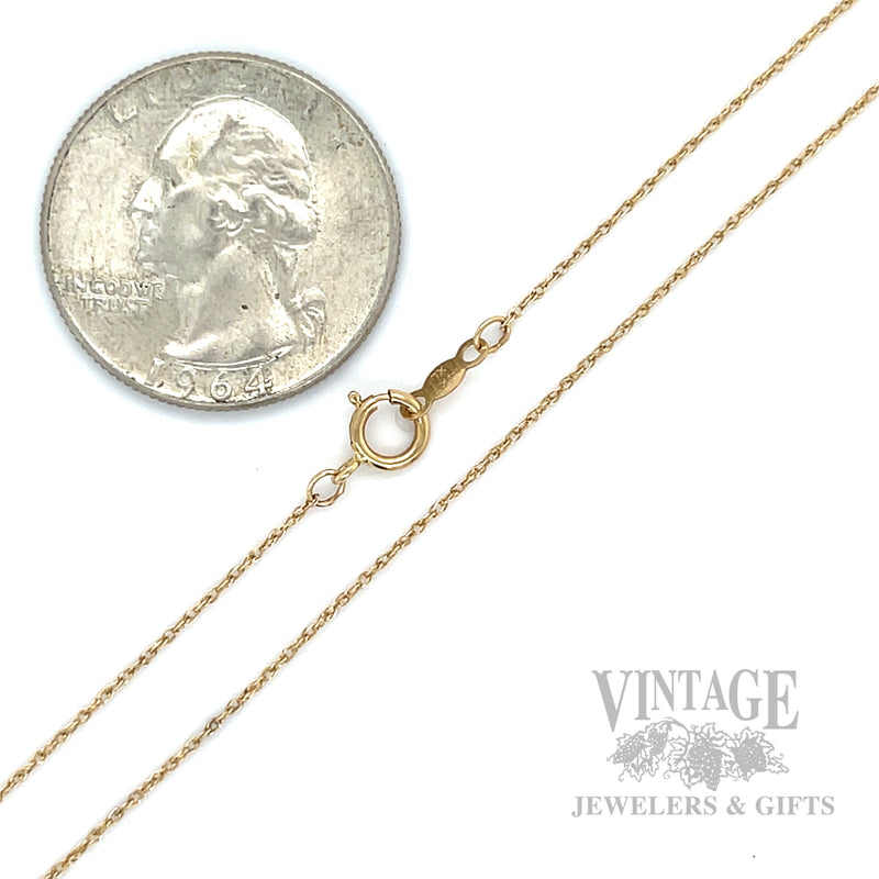 18" .8 mm Loose Rope 14k Gold Chain Necklace Scale View