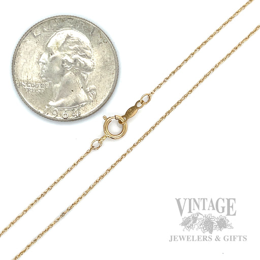 18" .8 mm Loose Rope 14k Gold Chain Necklace Scale View