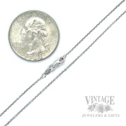 18" 1 mm 14k White Gold Cable Chain Necklace Scale View