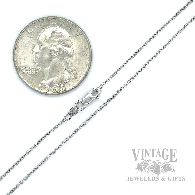 18" 1 mm 14k White Gold Cable Chain Necklace Scale View