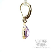 Dangling Amethyst 14k Gold Earrings Side View