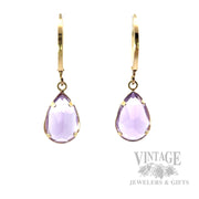 Dangling Amethyst 14k Gold Earrings Back View