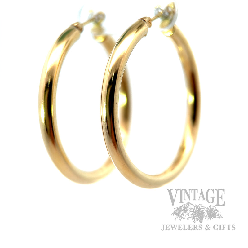 38 mm 14k Gold Hoop Earrings Perspective View