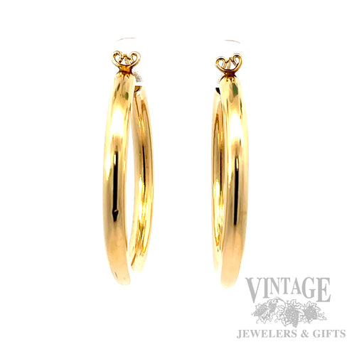 38 mm 14k Gold Hoop Earrings Back View