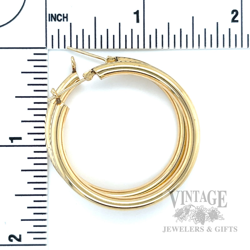 38 mm 14k Gold Hoop Earrings Scale View
