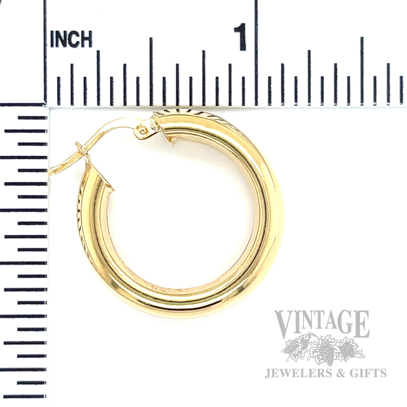 25 mm 14k Gold Hoop Earrings Scale View
