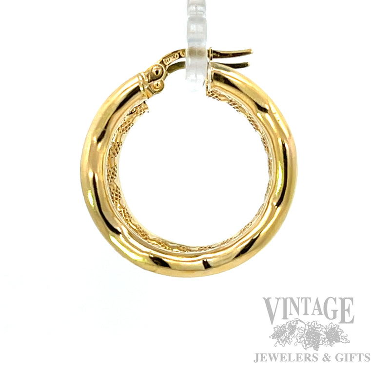 Wavy Textured 14k Gold Hoop Earrings Side View