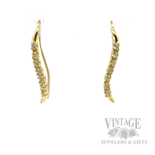 Accented Curved Line 12k Gold Earrings Front View