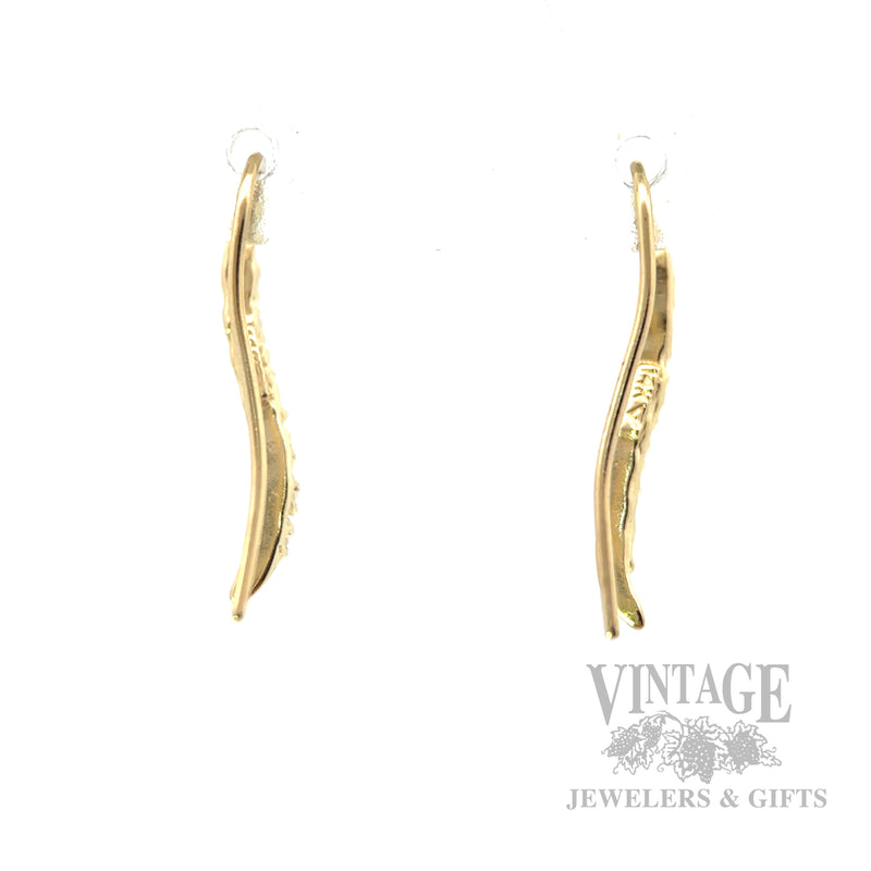 Accented Curved Line 12k Gold Earrings Back View