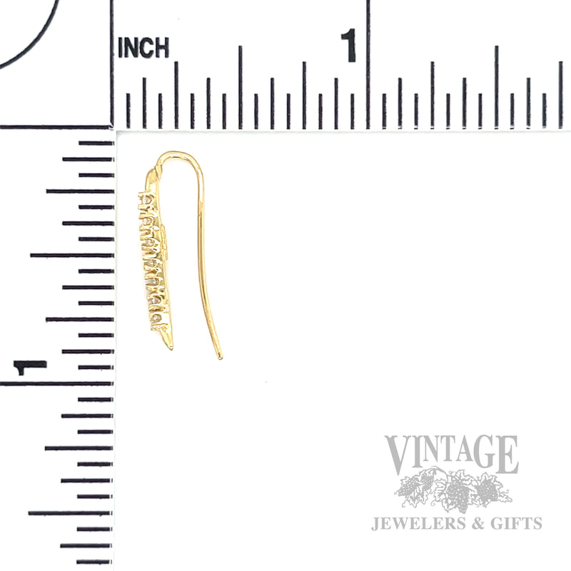 Accented Curved Line 12k Gold Earrings Scale View