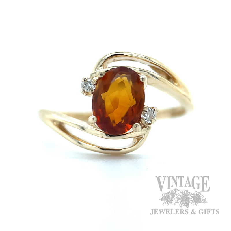 Citrine Diamond Accented 14k Gold Ring