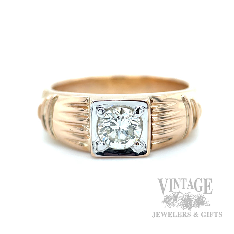 Art Deco Diamond 14k Rose Gold Ring Front View