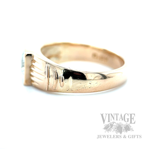Art Deco Diamond 14k Rose Gold Ring Side View