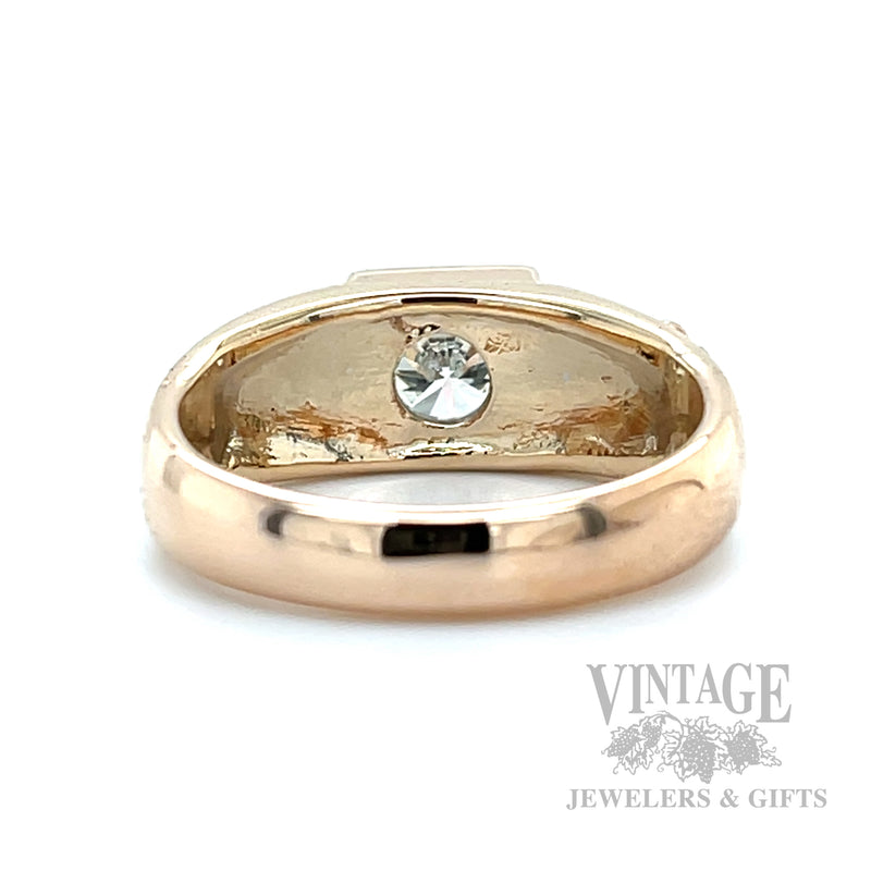 Art Deco Diamond 14k Rose Gold Ring Back/Interior View