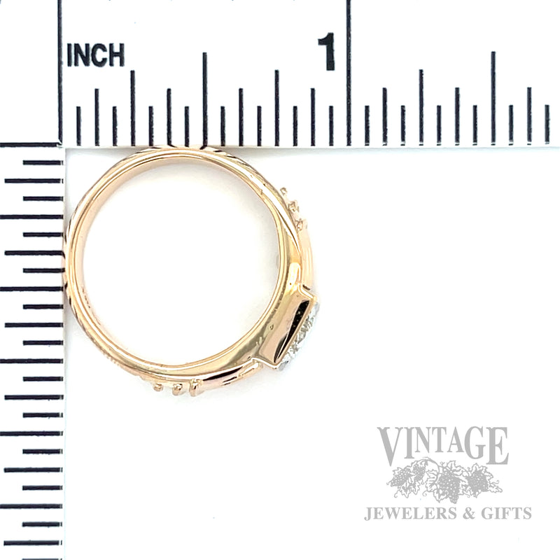 Art Deco Diamond 14k Rose Gold Ring Scale View