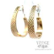 Diamond Cut 14k Gold C-Hoop Earrings Perspective View