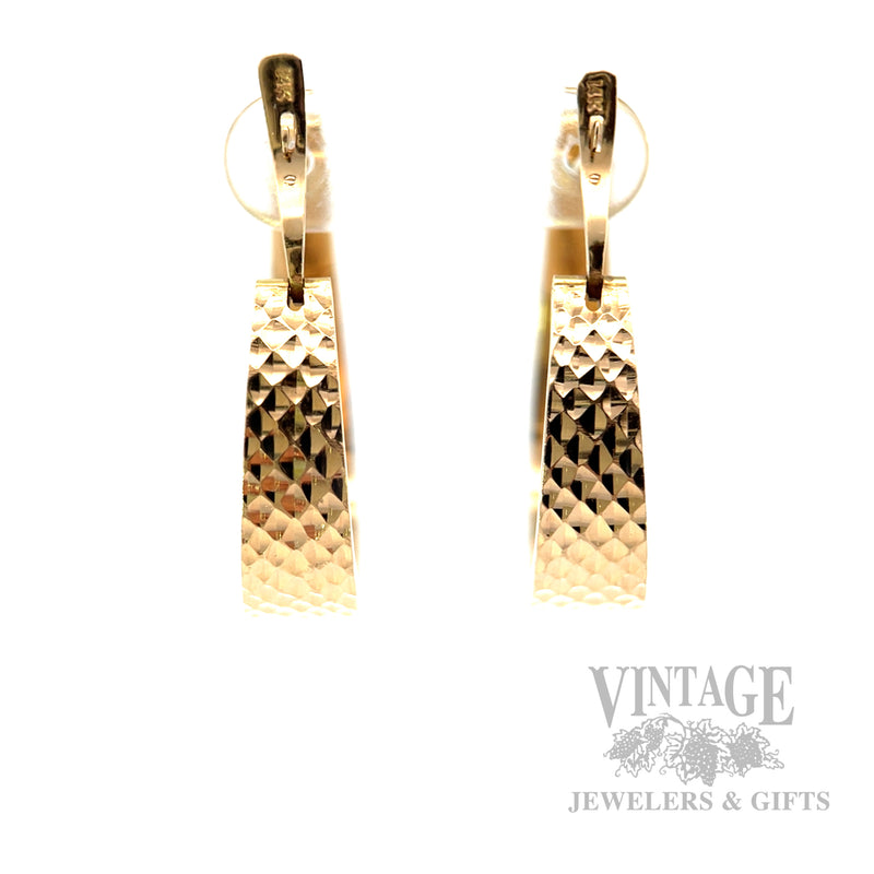 Diamond Cut 14k Gold C-Hoop Earrings Back View