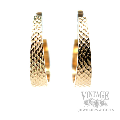 Diamond Cut 14k Gold C-Hoop Earrings Front View