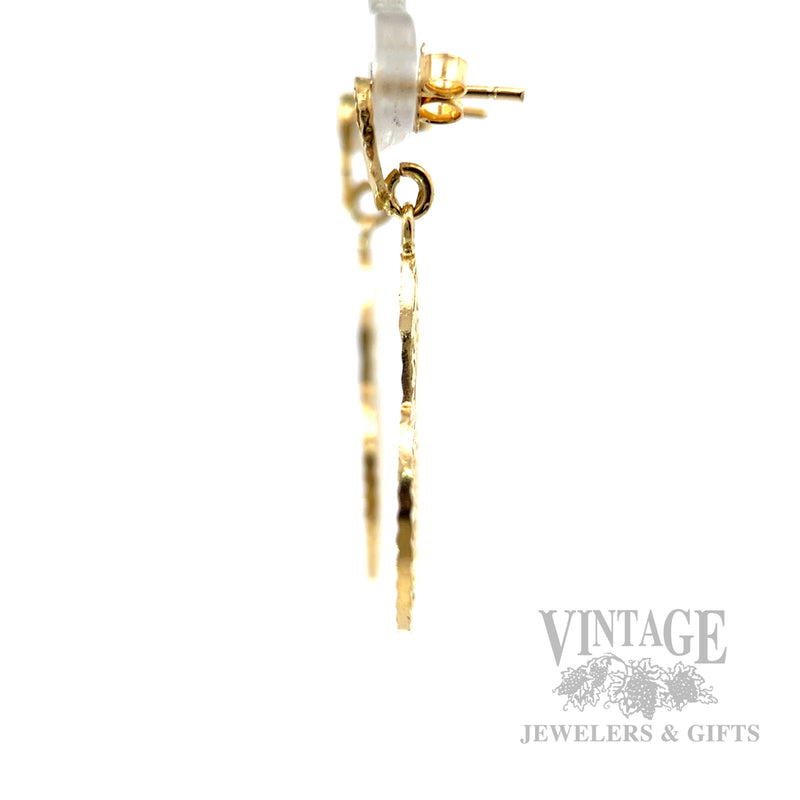 Filigree 14k Gold Dangle Earrings Side View