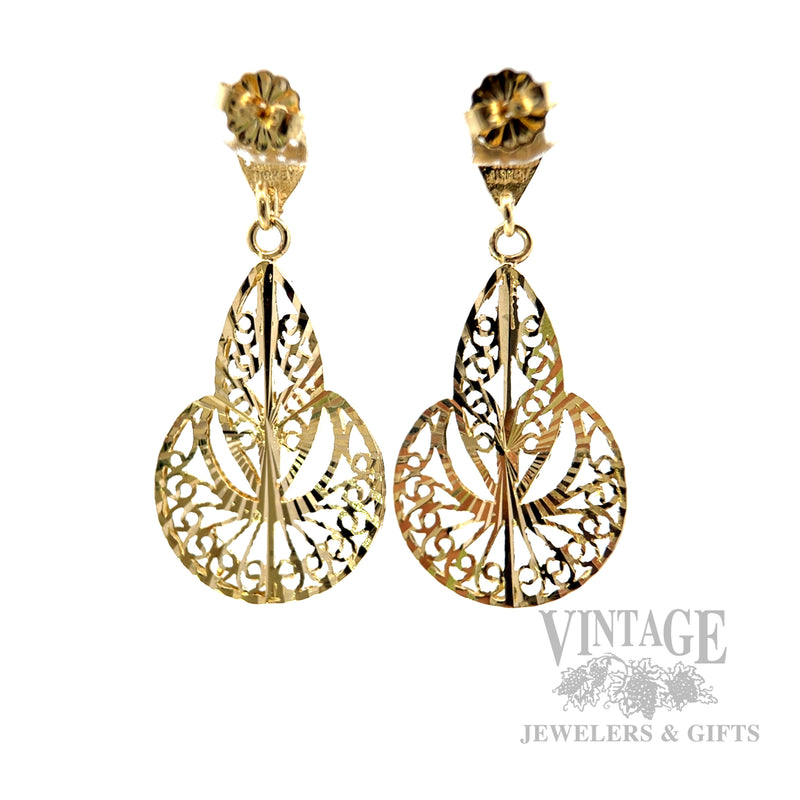 Filigree 14k Gold Dangle Earrings