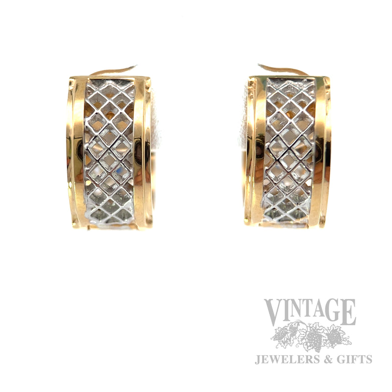 Harlequin Blue Sapphire and Diamond 14k Gold Huggie Hoop Earrings Back View