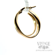 Freeform Oval 14k Gold Hoops Side View