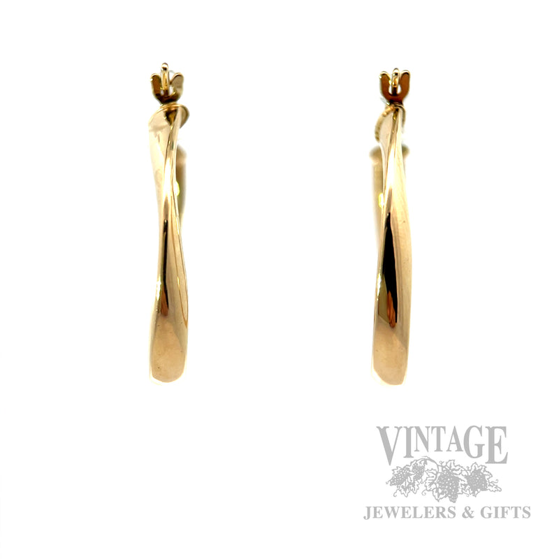 Freeform Oval 14k Gold Hoops Back View