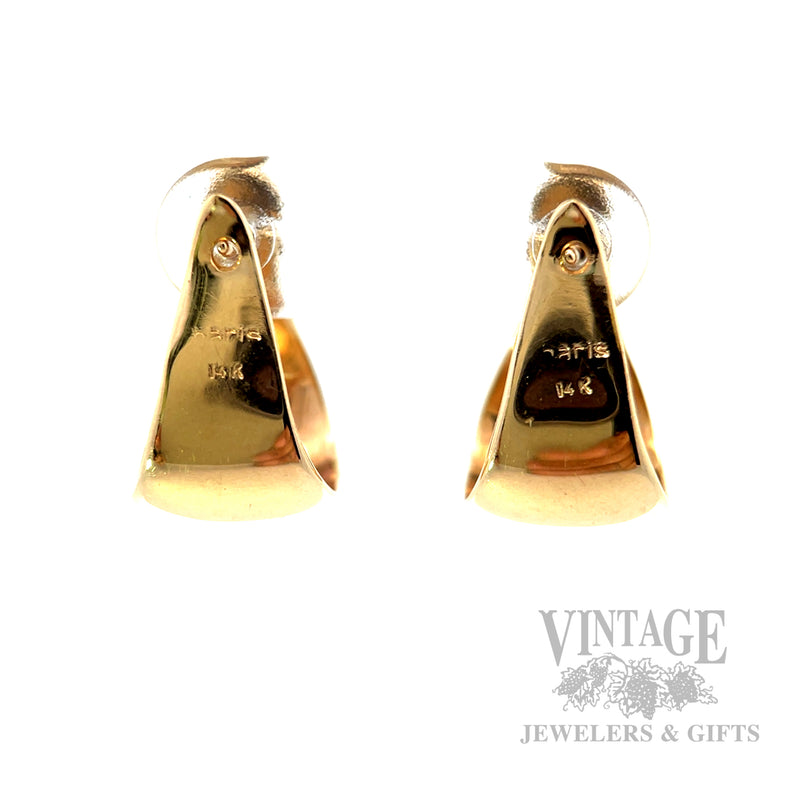 Pink Tourmaline C-Hoop 14k Gold Earrings Back View
