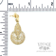 Filigree 14k Gold Dangle Earrings Scale View