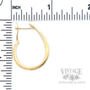 Diamond Cut 14k Gold C-Hoop Earrings Scale View