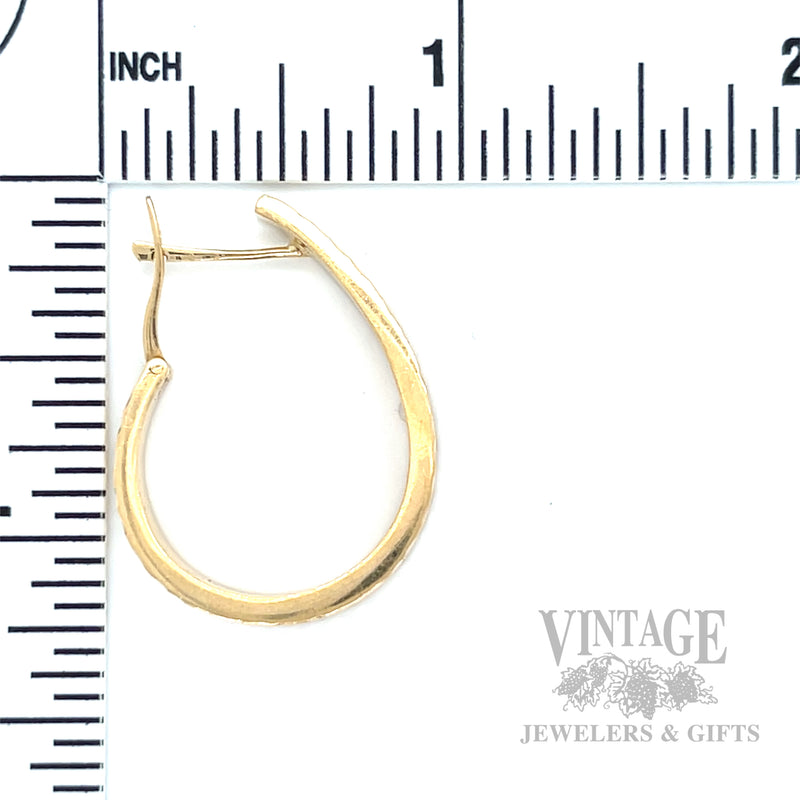 Diamond Cut 14k Gold C-Hoop Earrings Scale View