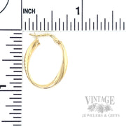 Freeform Oval 14k Gold Hoops Scale View
