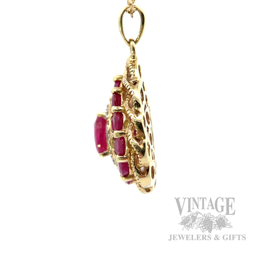 Twisted Bezel Ruby Diamond Accented Pendant Side View