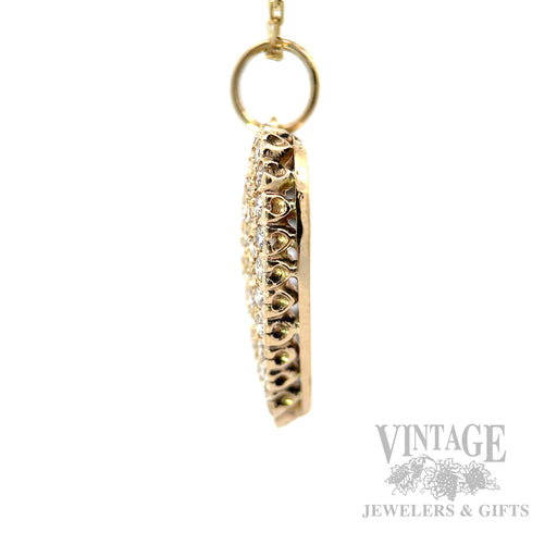 Diamond Pave´ 14k Gold Heart Pendant Side View
