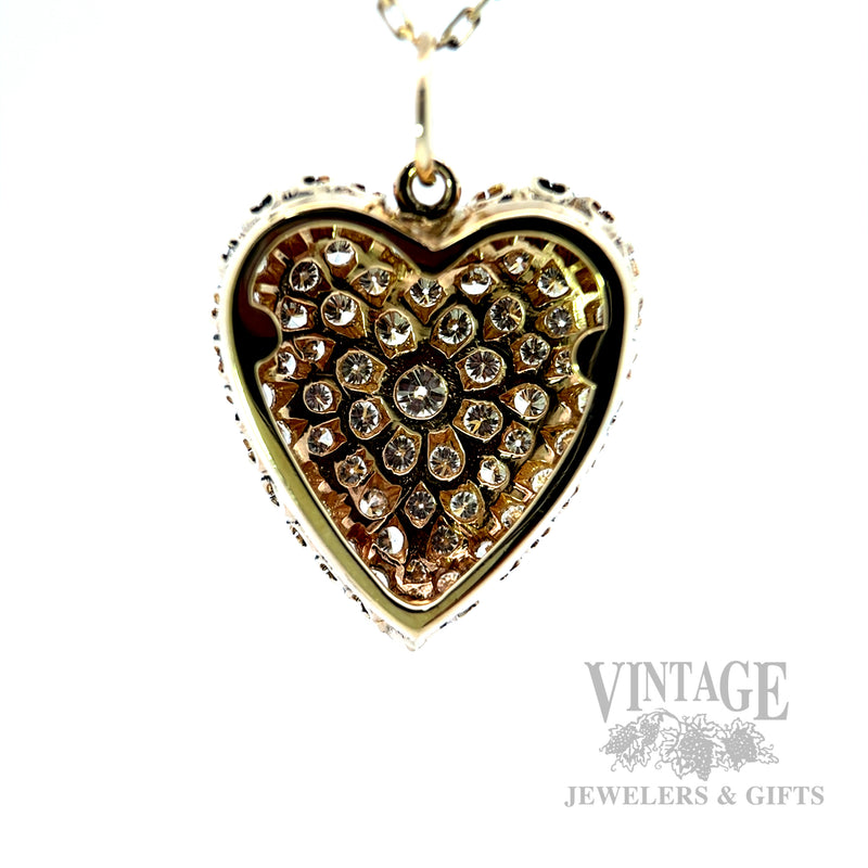 Diamond Pave´ 14k Gold Heart Pendant Back View