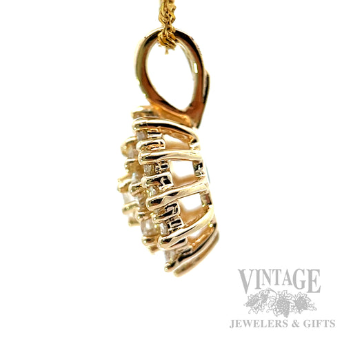 Cluster Diamonds 14k Gold Pendant Side View